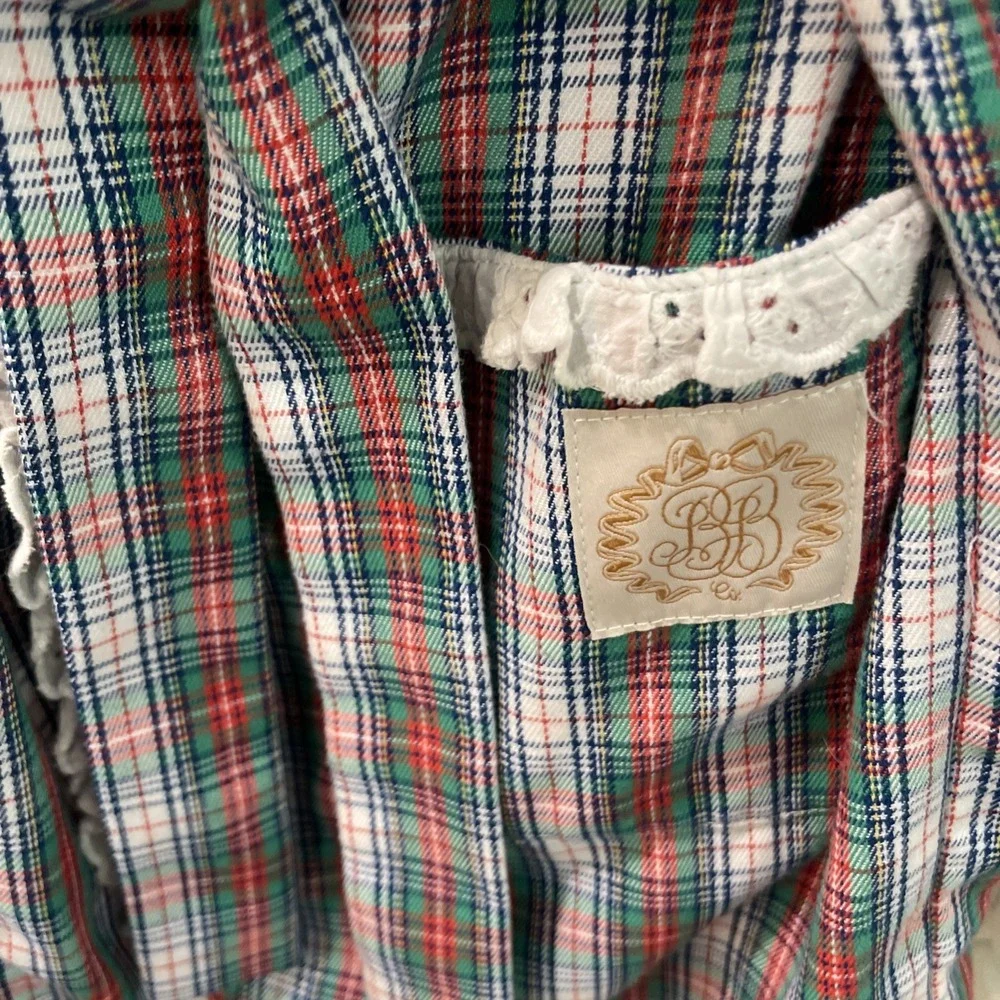 Beaufort Bonnet Robe Child Size 4T Blaylock Bath Eyelet Trim Plaid Blue Red